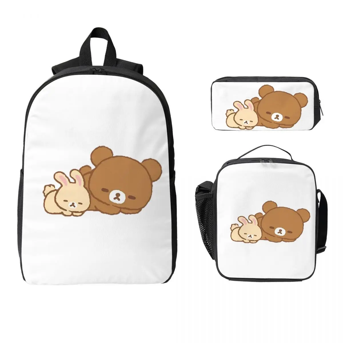

Lazy Bear Rilakkuma Backpack Student Boys Girls BookBag School Bag Laptop Shoulder Bags 3ps Insulated Lunch Bag Pencil Case
