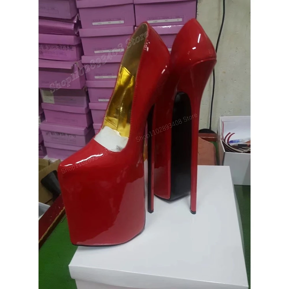 Bombas de plataforma de charol rojo Para mujer, Zapatos de tacón alto de 30cm Para club nocturno, Bar, Pole Dancing, Sexy, 2023