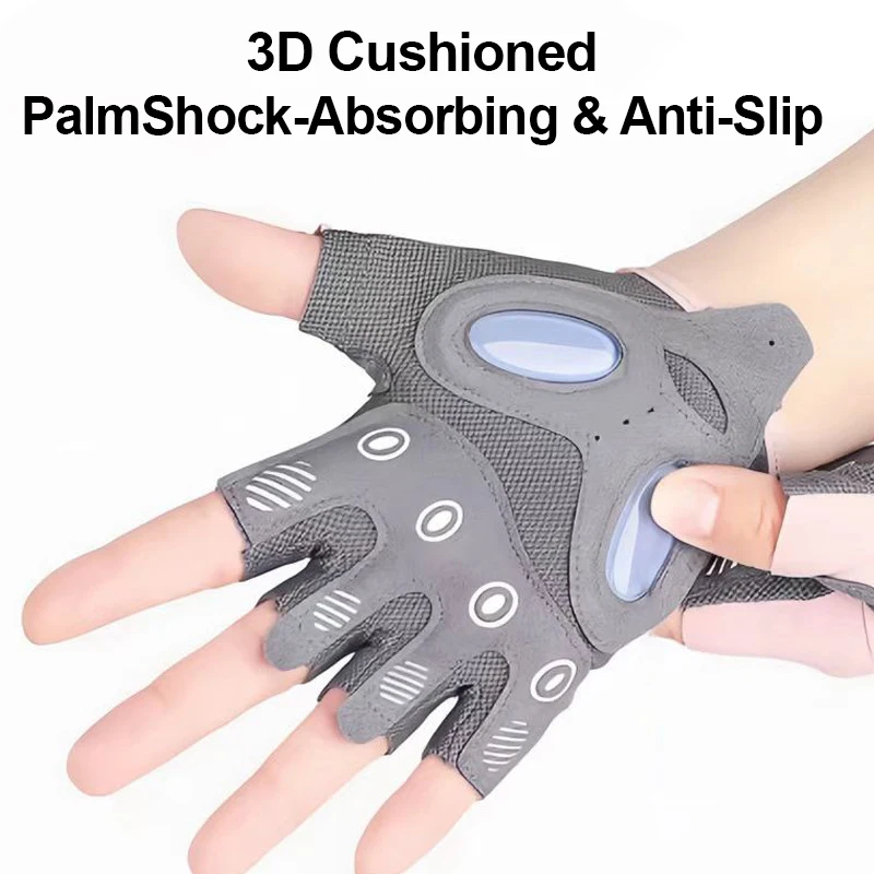 Workout Fingerless Gloves Men Women Fitness Gym Cycling Shock Absorption Anti-Callus Yoga Anti-Slip Silicone Gloves Training