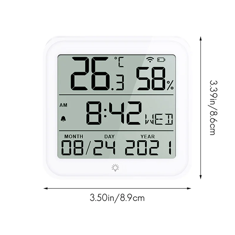AT53 Smart Home Temperature Sensor Smart Life Indoor Temperature Alarm Sensor With Clock Function For Home