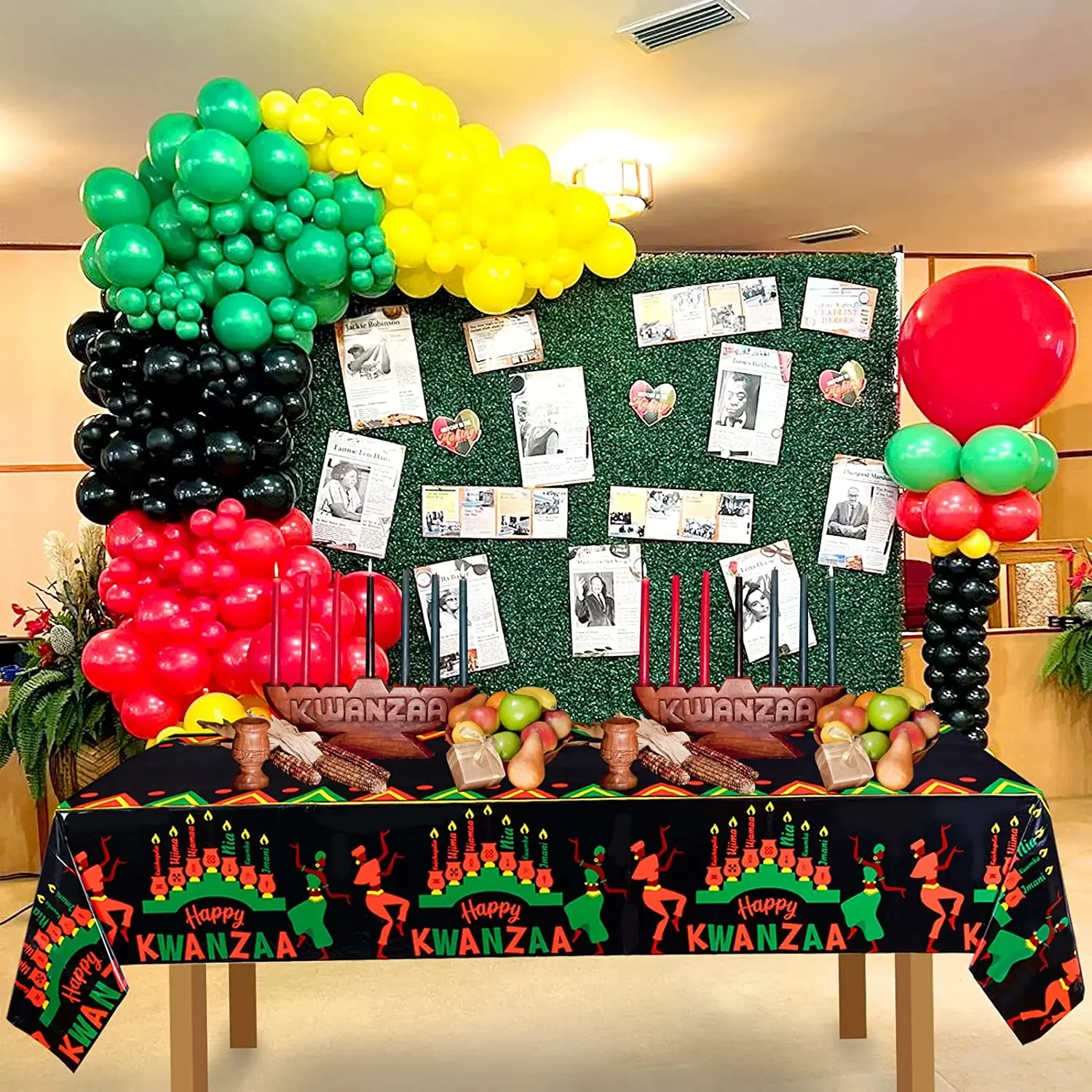 Happy Kwanzaa Party Tablecloths, African Heritage Party Supplies, Waterproof Kwanzaa Tablecover, Party Decorations, 3Pcs