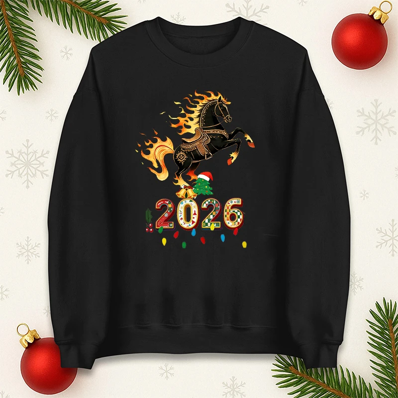 

Retro Western Cowboy Steeds Sweatshirt Christmas Year The Horse Hoodie 2026 Horse Year Christmas Pullover Horse Graphic Jumper