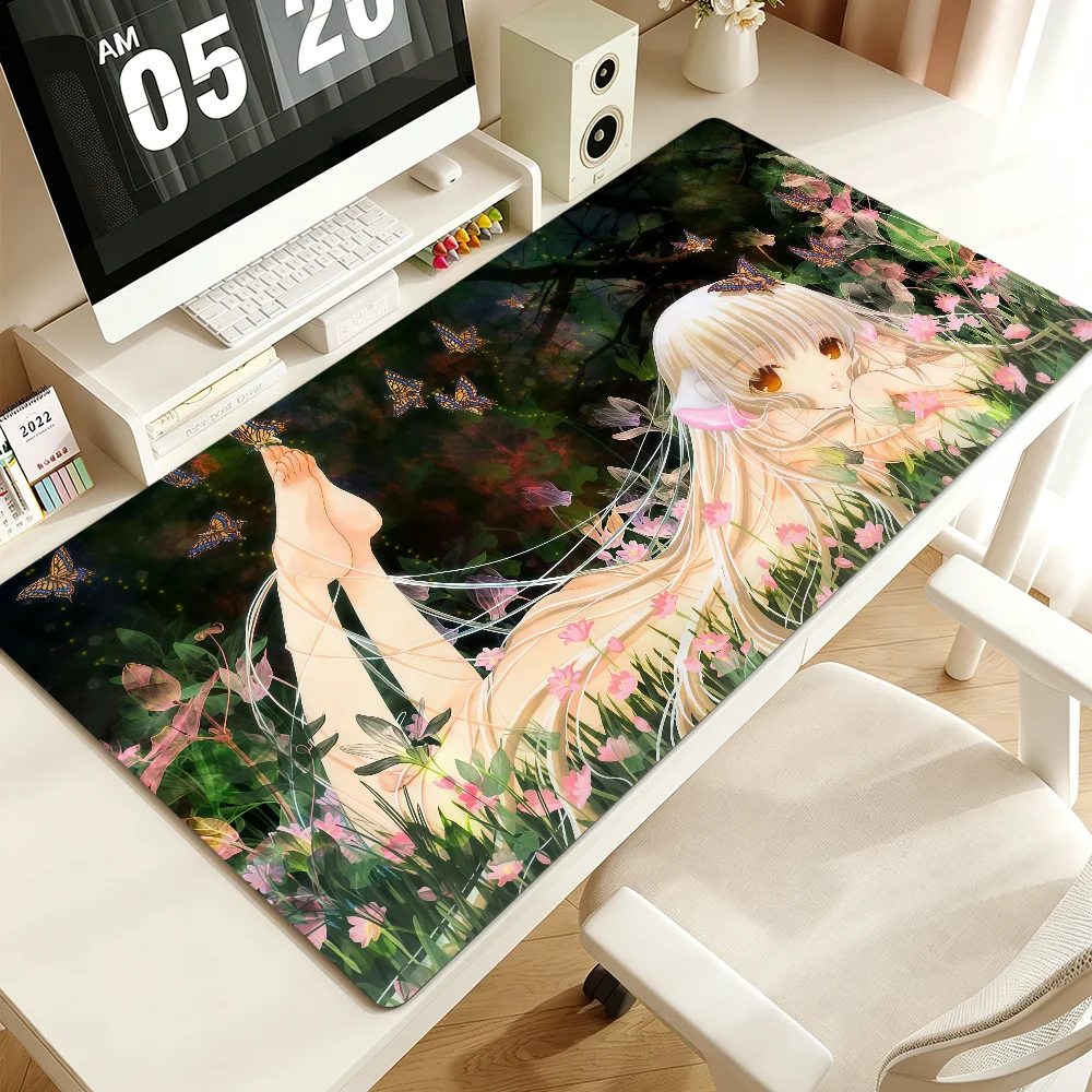 Anime Manga Comic Chobits Mauspad, rutschfest, mit Lockedge, verdickt, für den Schreibtisch, großes Komfort-Mauspad für Gaming, Büro, Studenten