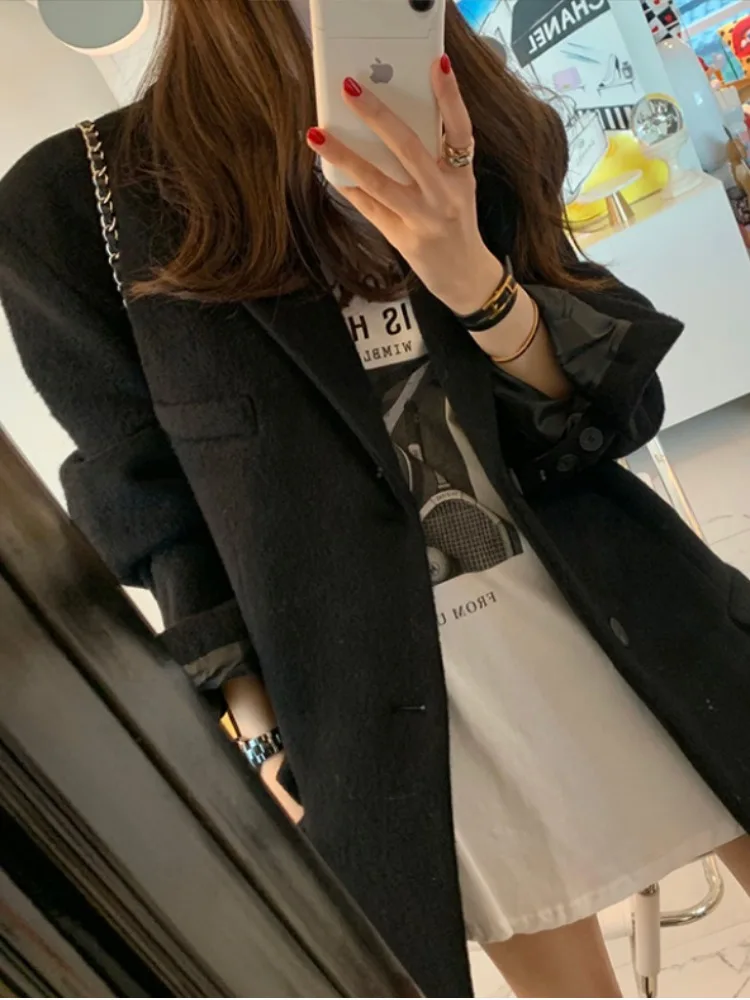 Elegant Cotton Blend Suit Jacket Women's Fashion Streetwear Design Korean Style Inner Wear Versatile for Various Occasions