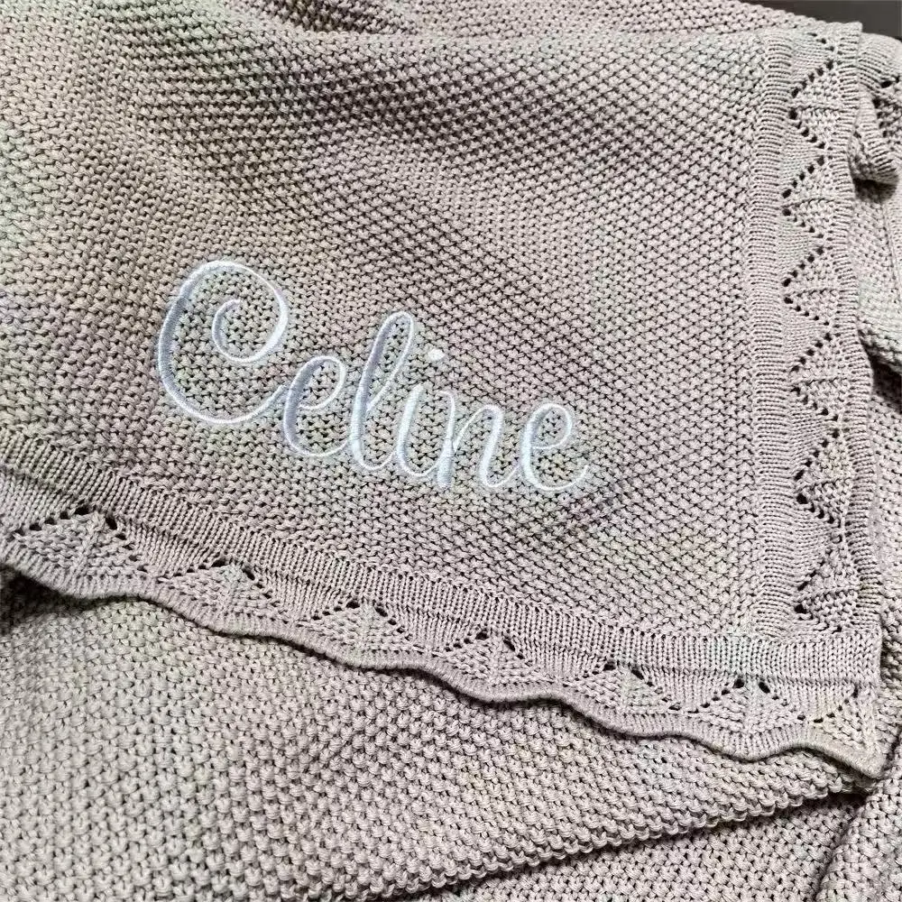 Baby's Embroidered Name Stroller Blanket Newborn First Birthday Party Gift Nursery Blankets Personalized Name Soft Baby Blanket