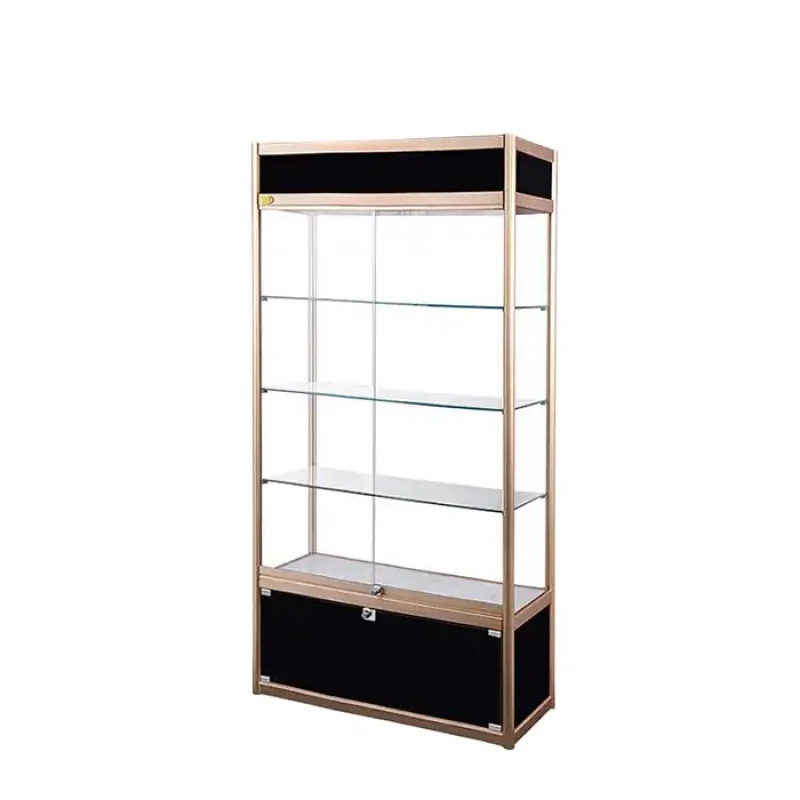 Custom. LED Glass Counter Aluminum Frame Smoke Shop Showcase Store Display Cabinet with Adjustable Shelves