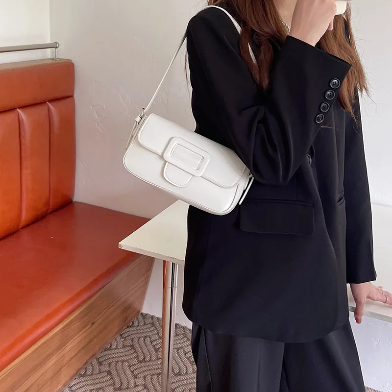 

TRSYPHXM 2024 new niche design trend white bag retro single shoulder underarm bag minimalist bag