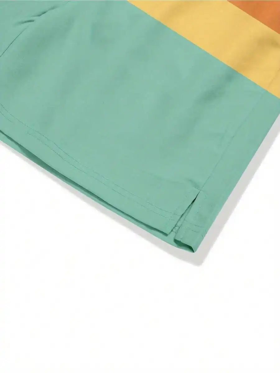 

Mens Summer Color Block Beach Shorts With Pockets Casual Outdoor Travel Swimwear