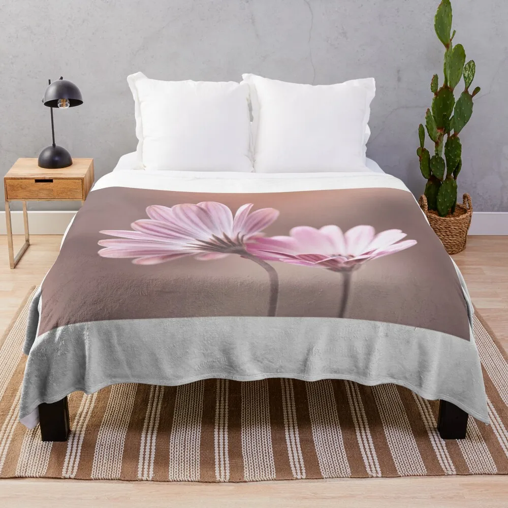 Pink flowers Throw Blanket Travel manga decorative Blankets