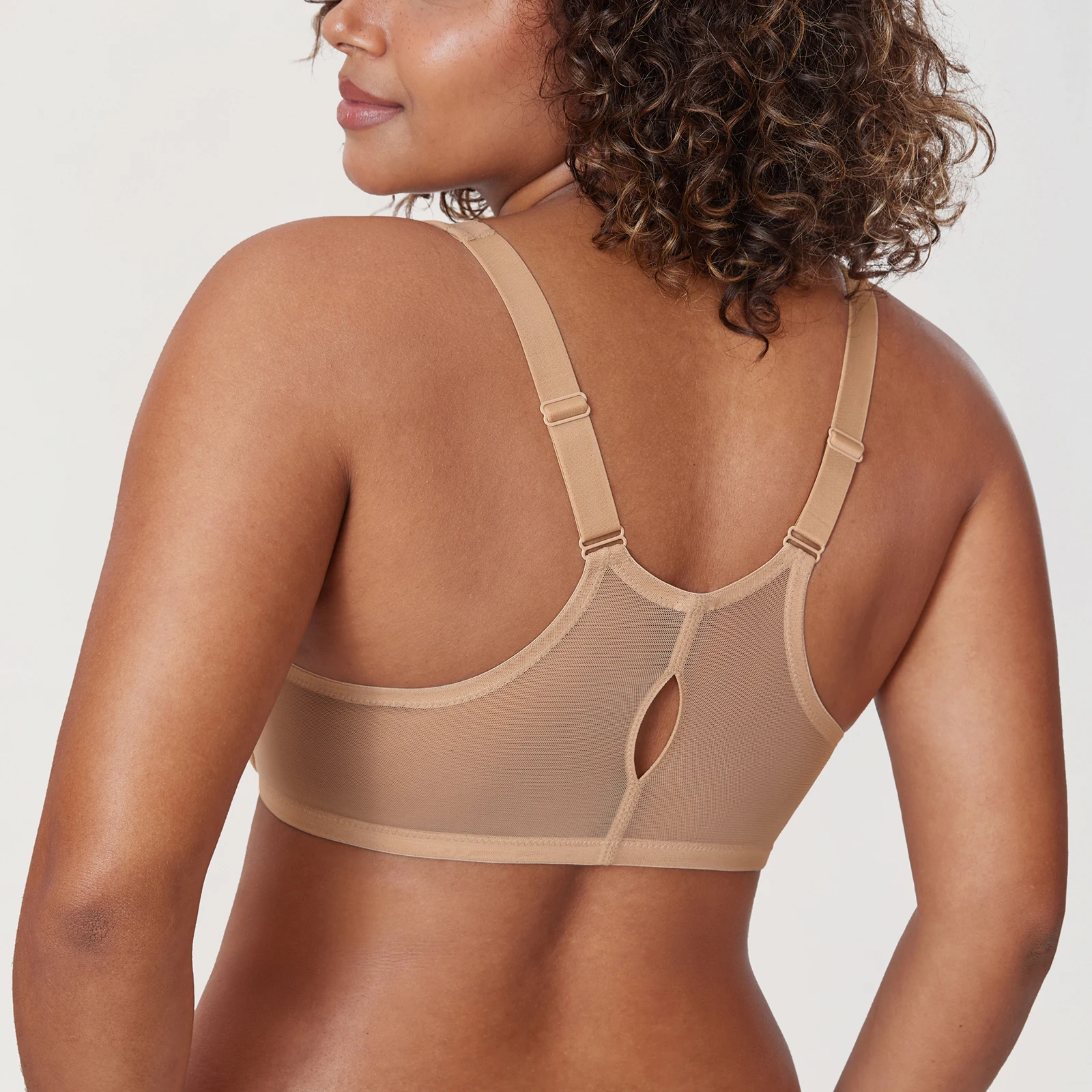 Delimira-Seamless Non acolchoado fechamento frontal sutiã para mulheres, Racerback Plunge, cobertura total, novo, Plus Size