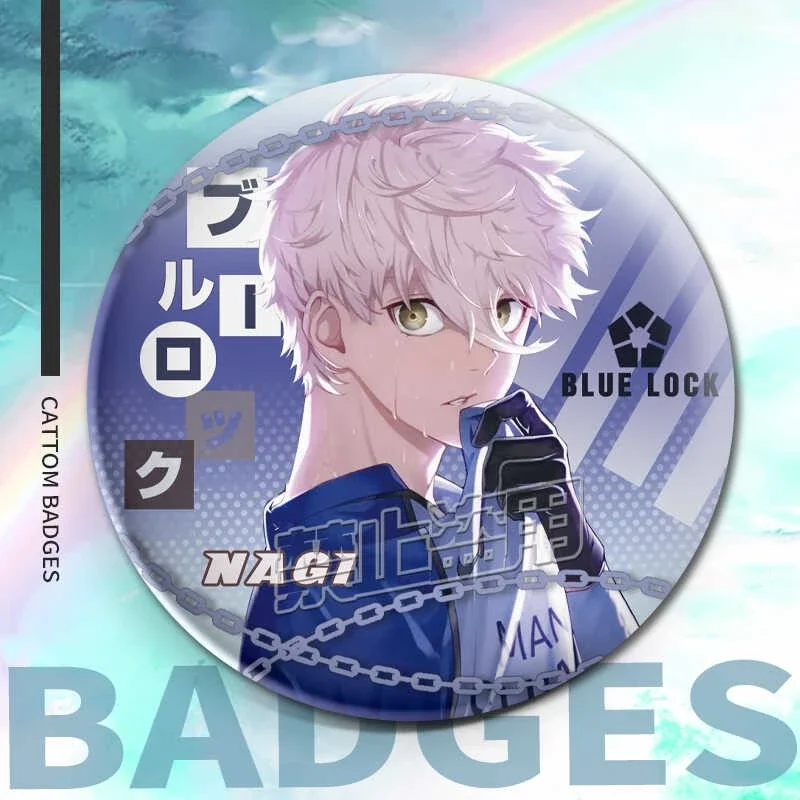 

Anime BLUE LOCK Nagi Seishiro Mikage Reo Cosplay Double Flash Badge Pendant Gift