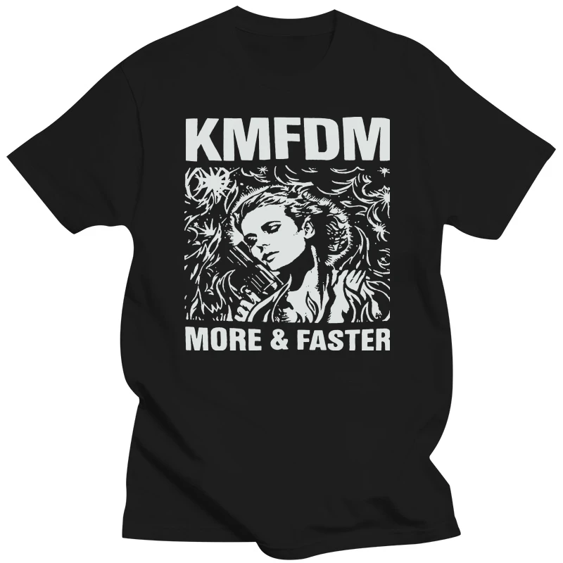 Новая Черная модная футболка Kmfdm More & Faster с излишней силой, мужская одежда Новая Черная модная футболка Kmfdm More & Faster с излишней силой, мужская одежда