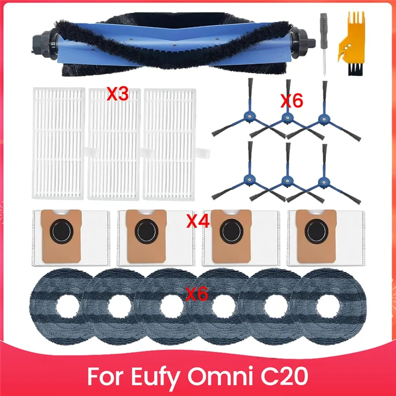 A97G Accessories Kit For Eufy Omni C20 Vacuum Cleaner Main Side Brush Hepa Filter Mop Cloth Dust Bag Replacement Parts