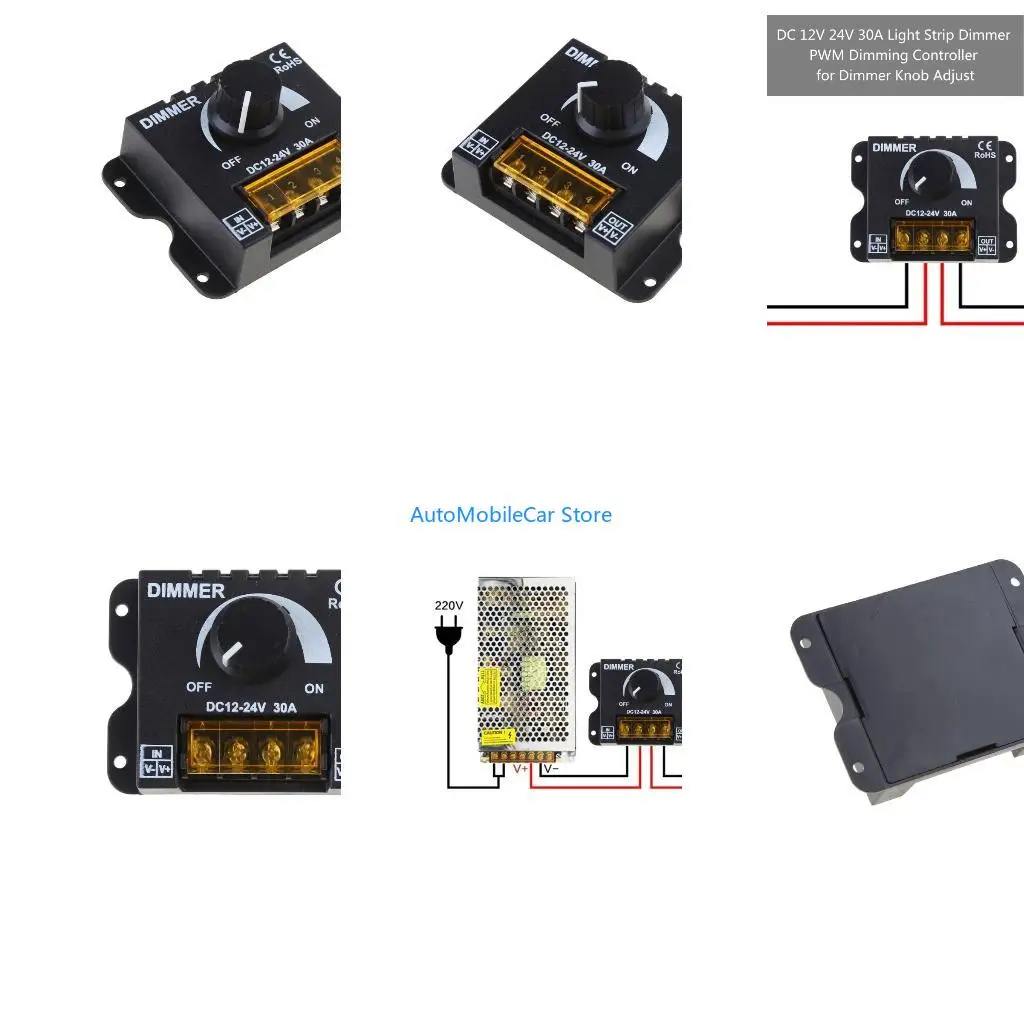 G8TE Knob Adjust Brightness ON/Off Switch Dimmer PWM Dimming Controller for Dimmer 12V 24V 30A LED Light Strip Dimmer
