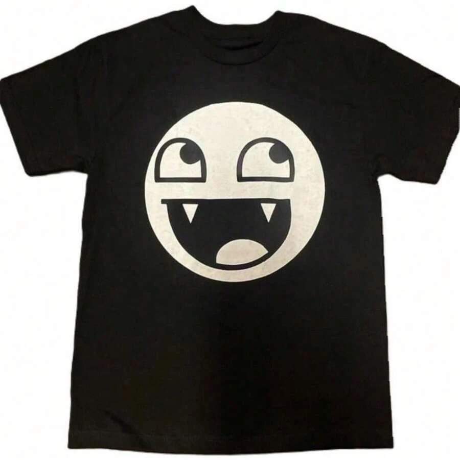 Epic Face Vampire T Shirt Y2K Goth Emo Scene Tapout Relaxed Soft Streetwear Men Clothing