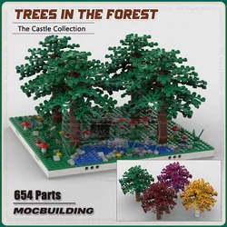 Colorful Trees For Modular Models Moc Building Blocks Forest Castle Technology Bricks Collection Display Toys Xmas Gifts