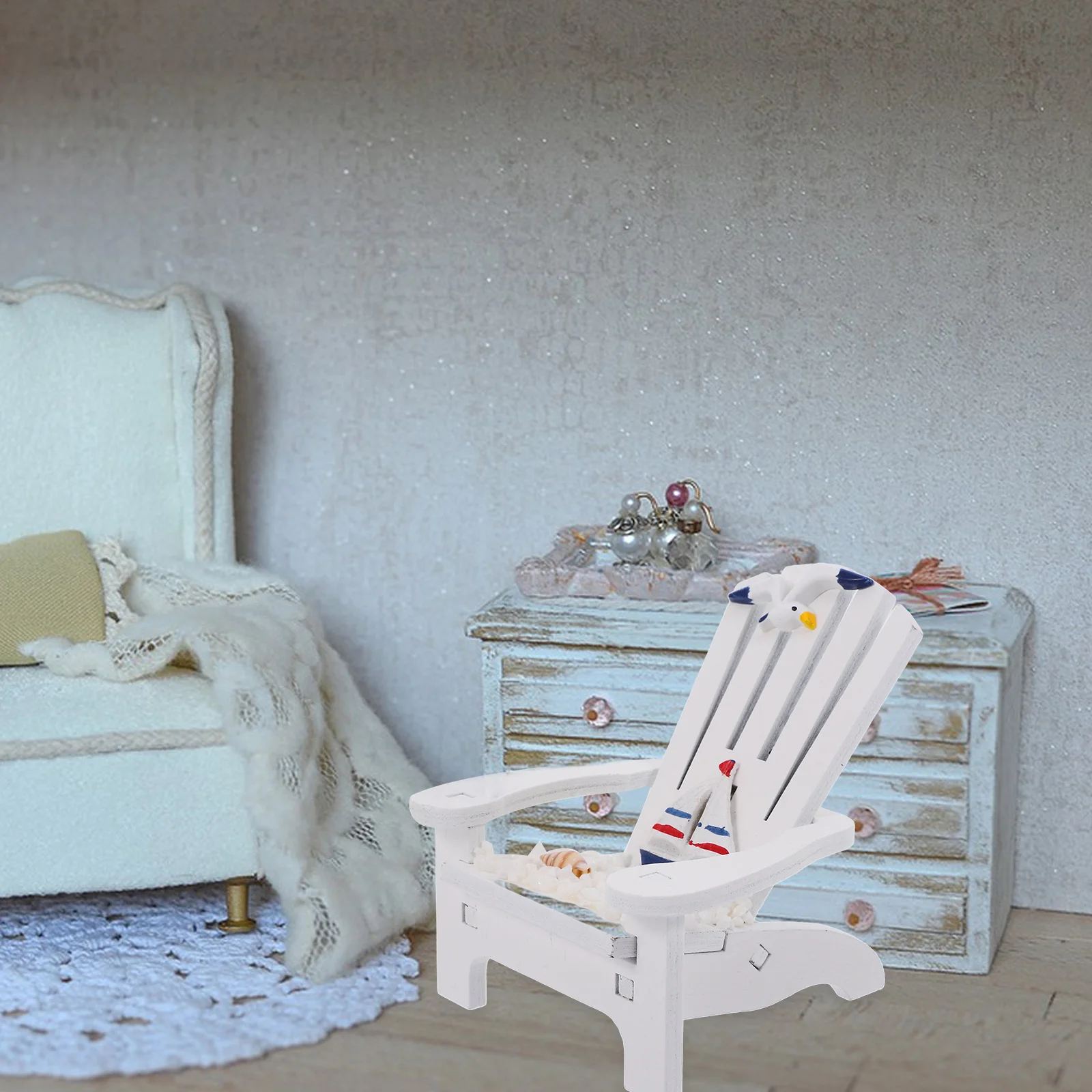 

2 Pcs Beach Chair Decorations for Dollhouse Minature Miniature Coastal Home Figurine