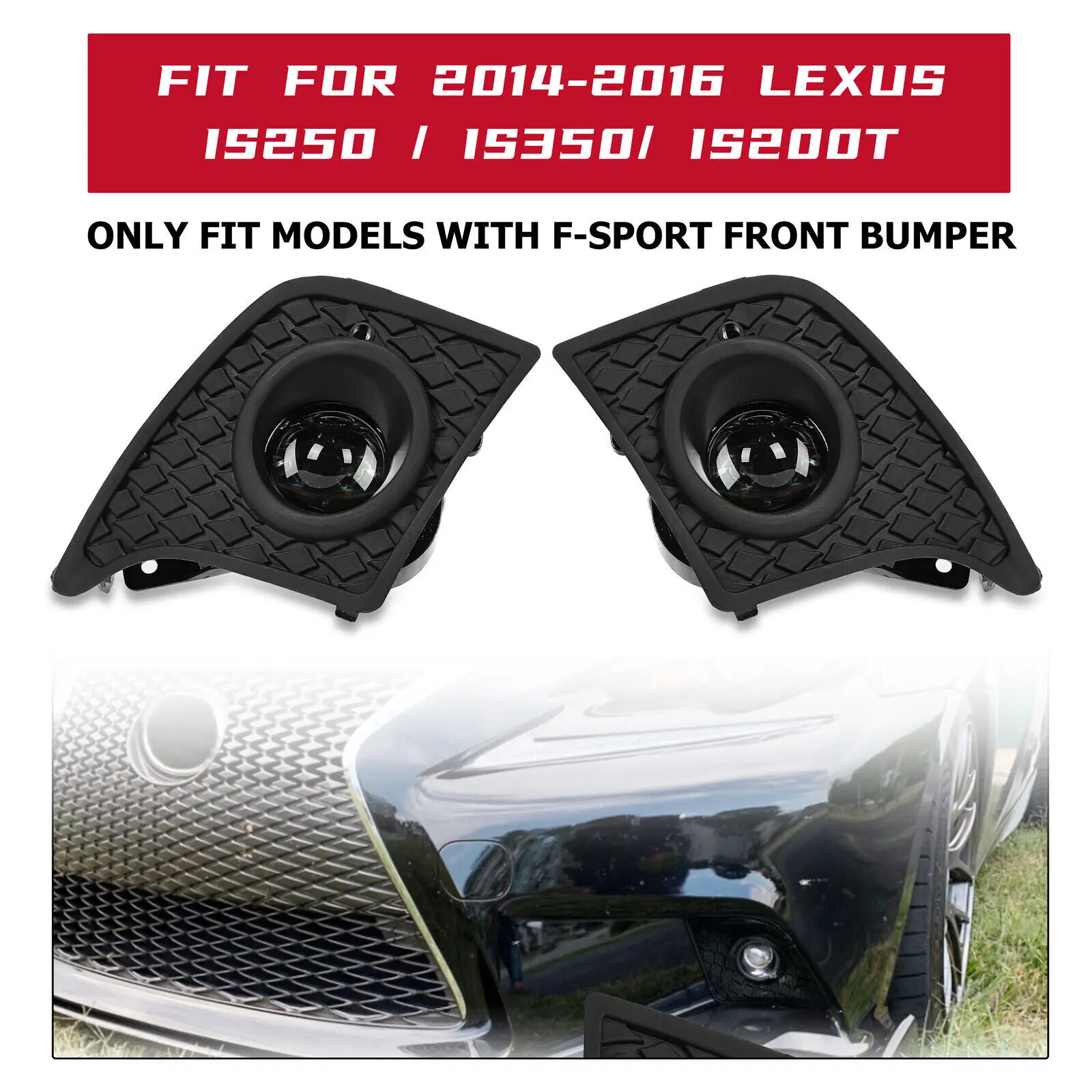 HOT Front bumper lamps For Lexus IS250 IS350 2014-2016 F-Sport Fog Lights Projector 2 pcs Kit Switch+Harness assembly car auto