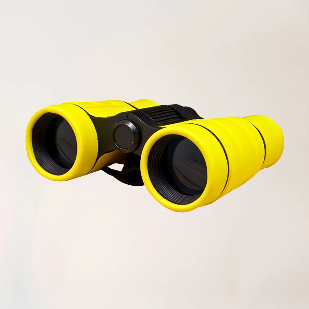 เลนส์ปรับกำลังขยาย 4 เท่าสำหรับเด็ก กล้องส่องทางไกลสำหรับกิจกรรมการศึกษาธรรมชาติและดูนกกลางแจ้ง พร้อมสายคล้องคอ สีเหลือง