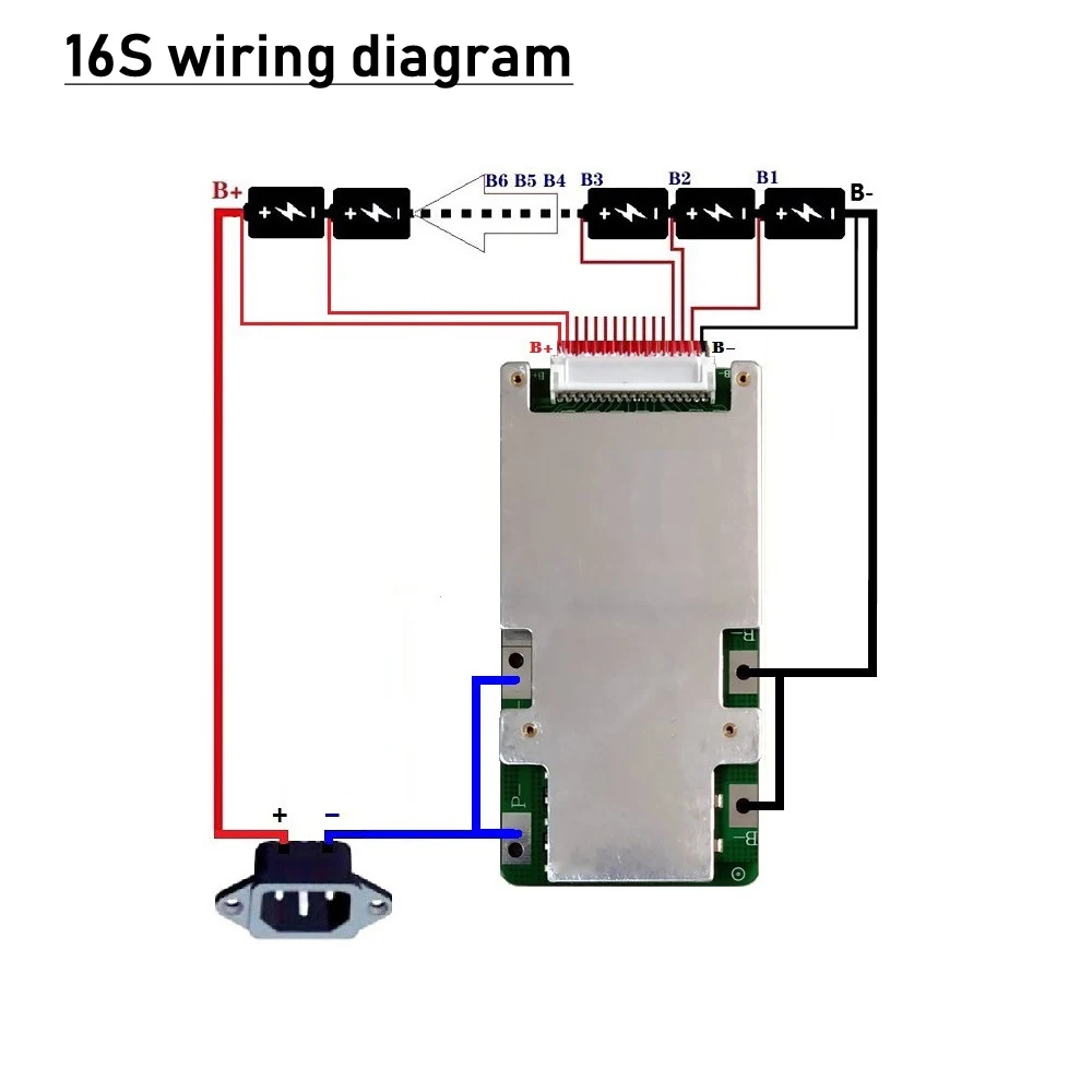 Температурный NTC 48 в 60 в 72 в 40 А BMS баланс 13S 14S 16S 17S 20S Защитная плата 18650 литий-ионный Аккумулятор Lifepo4