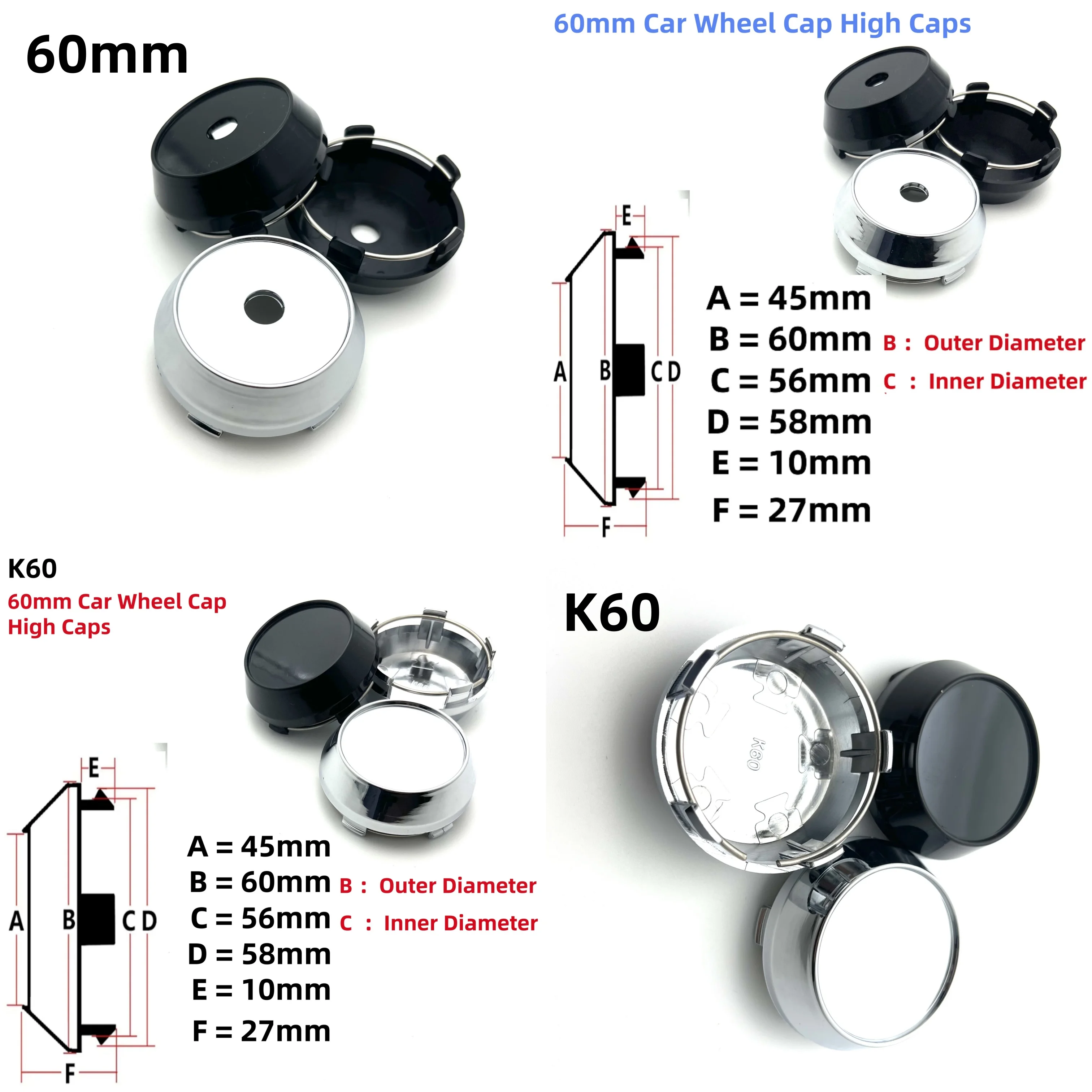 4 قطعة ABS 60 مللي متر 64 مللي متر 65 مللي متر 68 مللي متر 69 مللي متر سيارة عجلة مركز قبعات عالية قبعات اكسسوارات حافة مركز غطاء المحور صالح 45 مللي متر شعار ملصقات #1