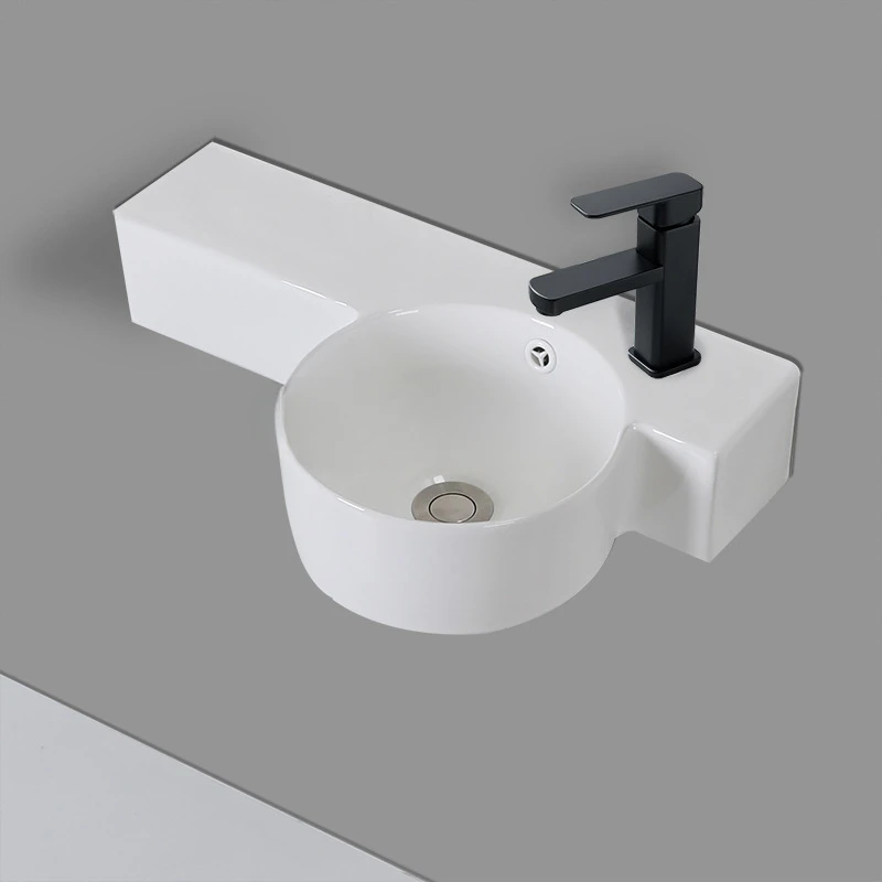 Style Simple Small Apartment Wall-mounted Ceramic Washbasin Narrow Side Bathroom Sink White Vessel Sink With Faucet