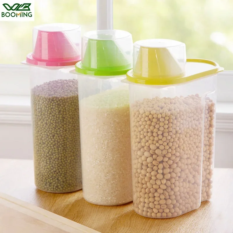 Kitchen Food Container Sealed Crisper Grains Tank Storage Kitchen Sorting Rice Storage Box Container Bottles and Jars