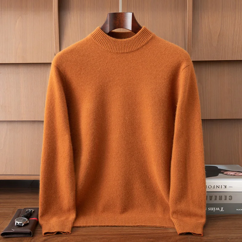 

New Chic Men's Autumn Winter 100% Pure Cashmere Sweater O-neck Thick Pullover Smart Casual Style Cashmere Knitted Jumper Tops