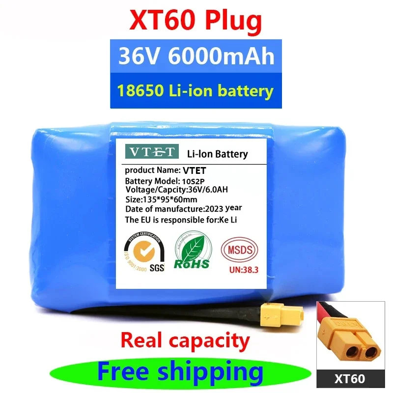 New 100% Original 36v 6.0ah Lithium Battery 10s2p 36v Battery 6000mAh Lithium Ion Pack 42V 6000mah Scooter Twist Car Battery