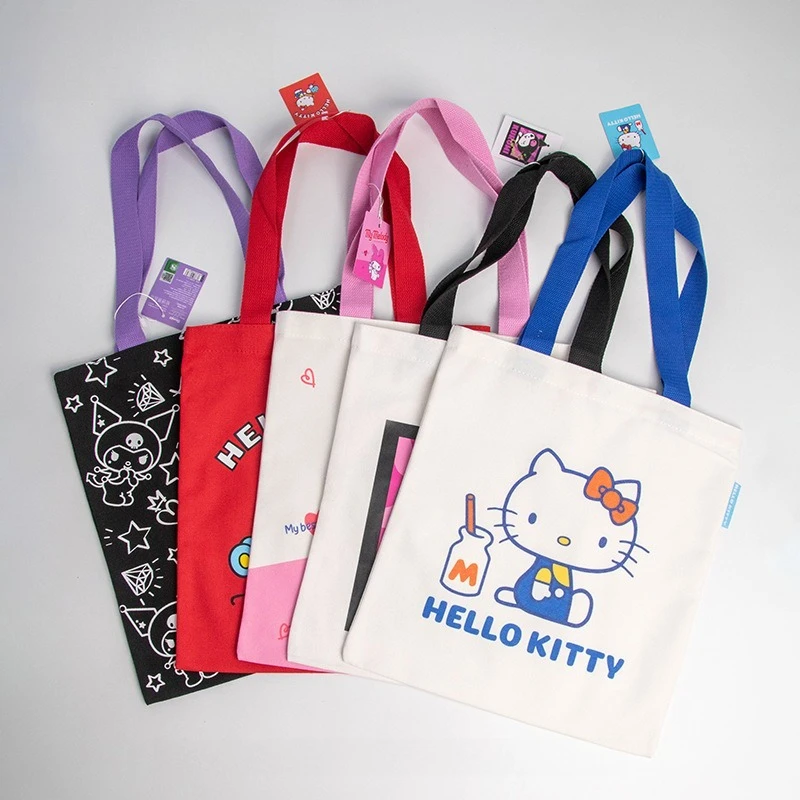 

Hello Kitty Canvas Bag Cute Cartoon Single Shoulder Handbag Travel Women Supplies Desktop Decoration Student Wholesale