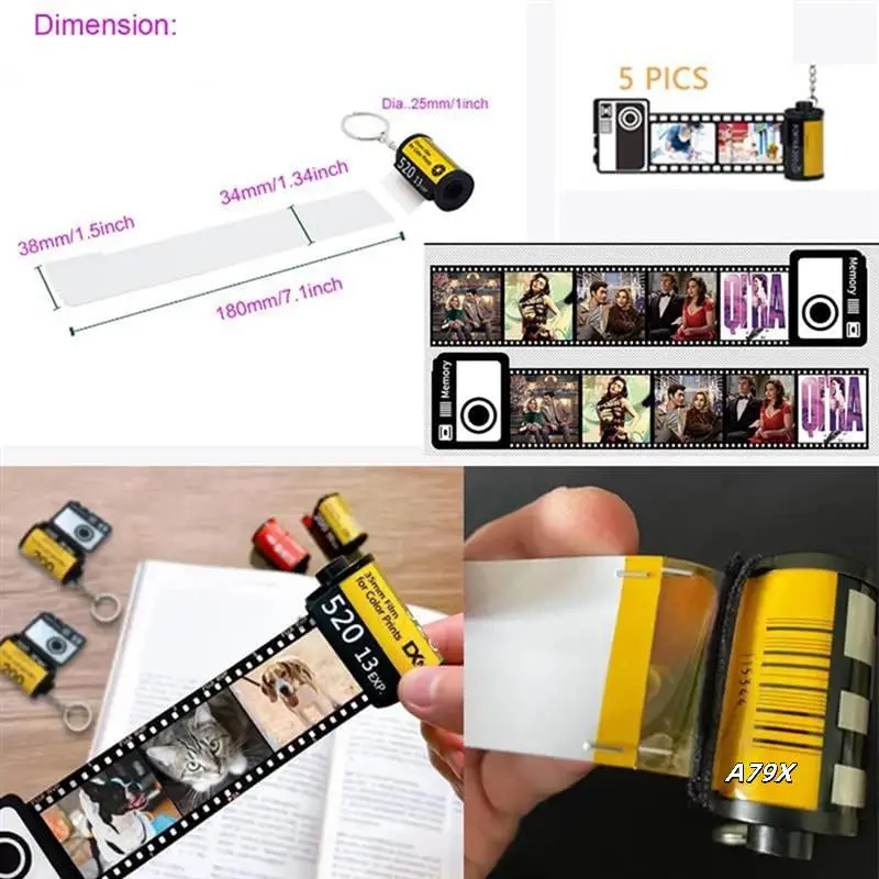 

Sublimation Blank Memory Film Roll Film Roll Key Chain Memory Film Roll Keychain