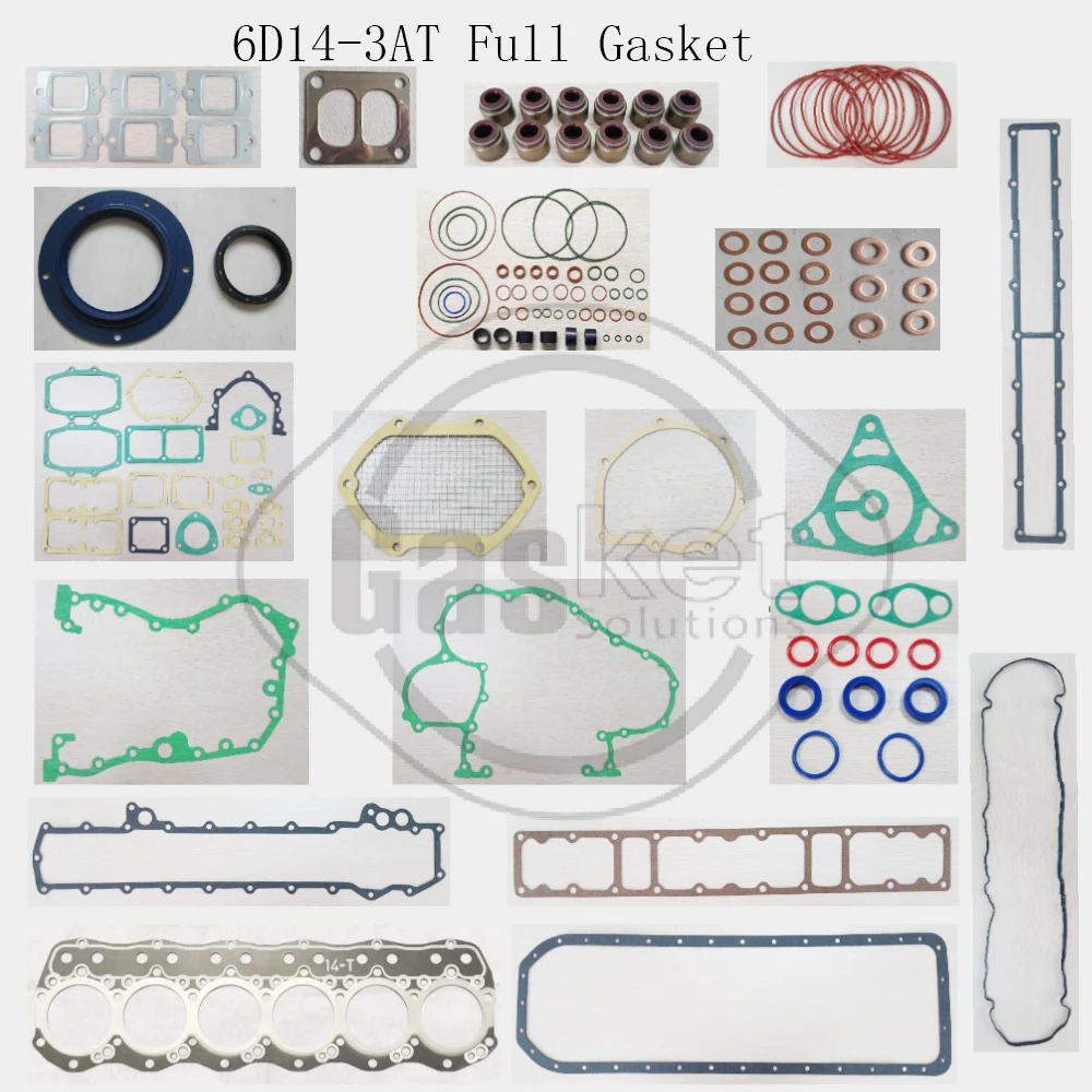 6D14-2AT 6D14-3AT Engine Full Gasket Kit Cylinder Head Fits itsubishi Excavator Loader Truck