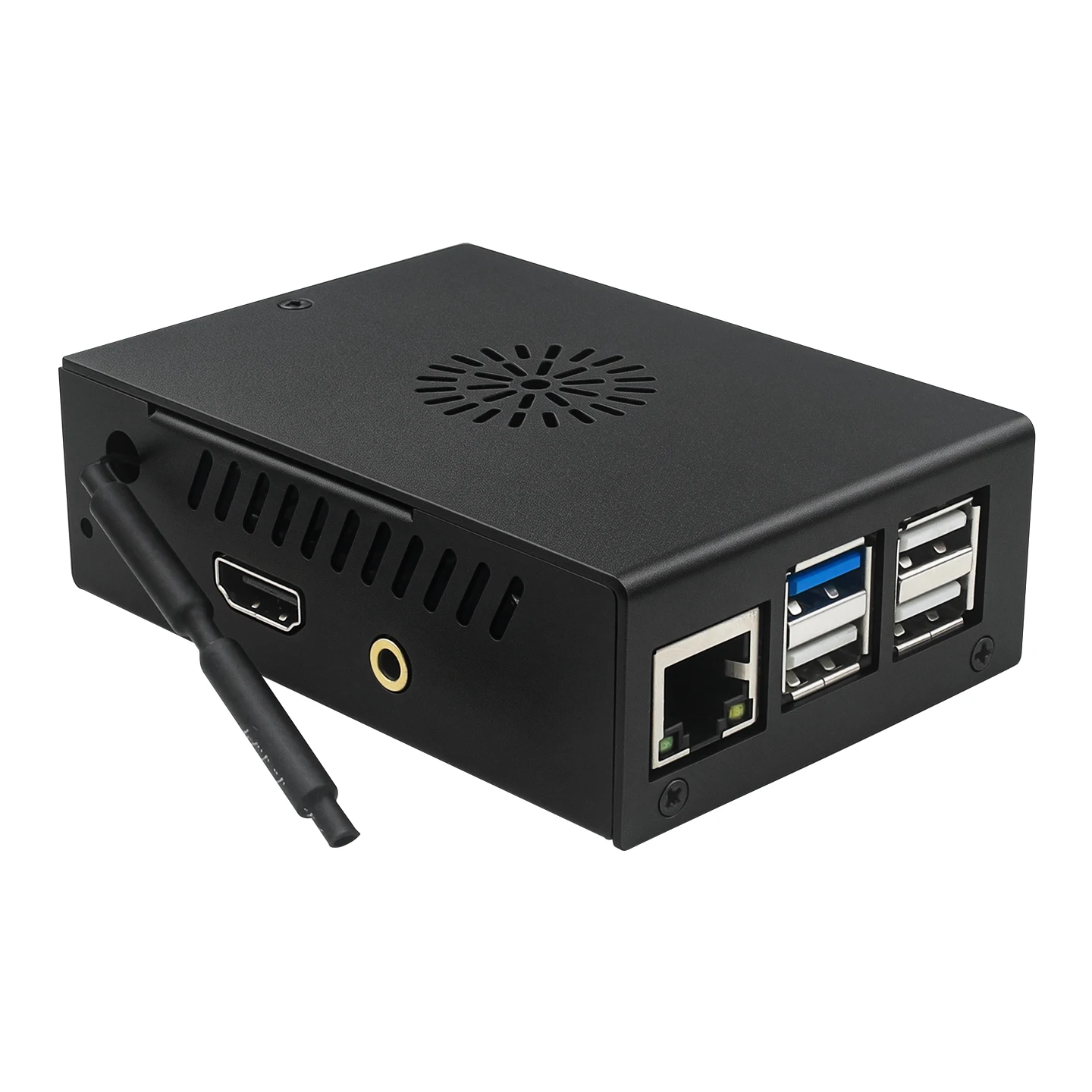Orange Pi 4 Pro Metallgehäuse Schwarze Schutzbox mit Kühlventilator für Orange Pi 4 Pro Einplatinencomputer Antenne Optional – Detail 1