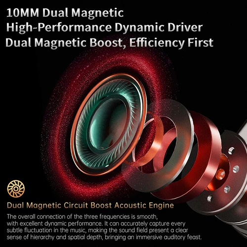 Imagen 2 del producto CCA Phoenix-auriculares HiFi con unidad dinámica, cascos con diafragma LCP, cancelación de ruido, Cable reemplazable de 2 pines, auriculares con cable para videojuegos