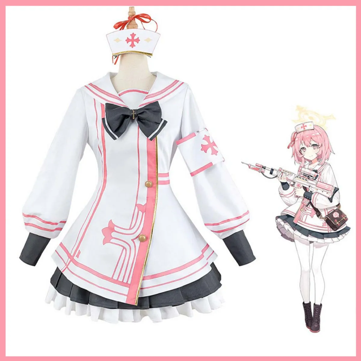 Anime Game Blue Archive Sumi Serina Cosplay Costume Wig Nurse Skirt Uniform Woman Lovely Halloween Christmas Sailor Suit