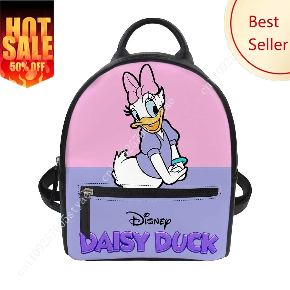 

Daisy Duck Backpack Disney Cartoon Decorate Leather Bags Design Your Photo Logo Text Party Holiday Custom Gifts