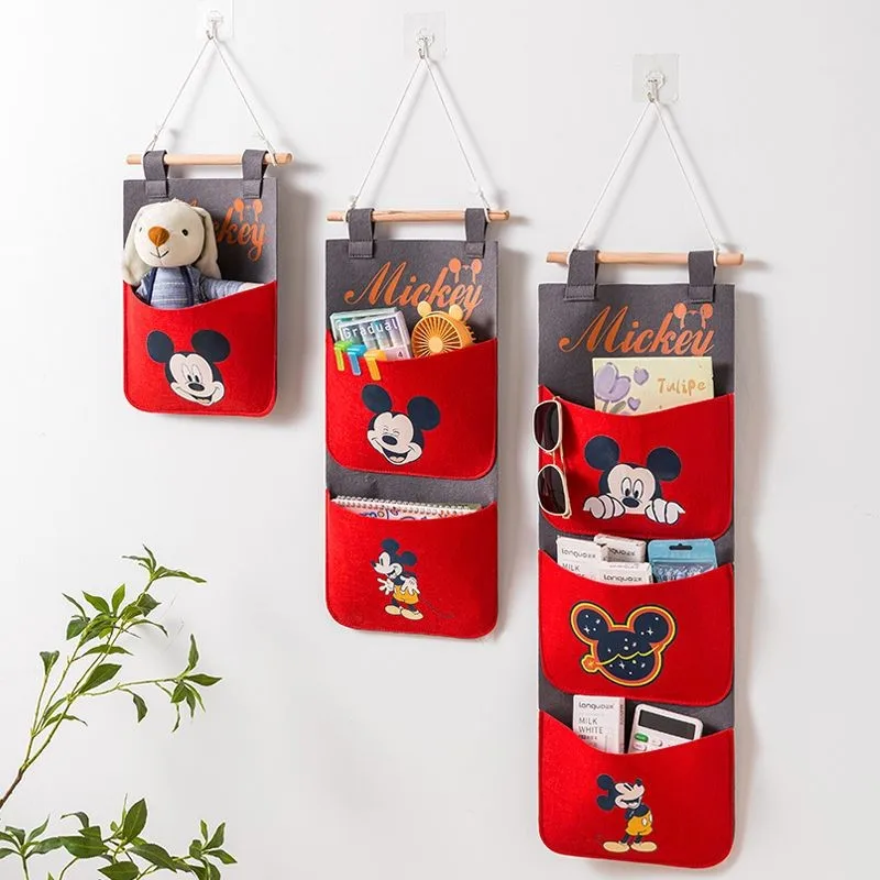 Pluszowa torba wisząca Cute Cartoon Mickey Minnie Dekoracja ścienna Torba do przechowywania zabawek Wisząca torba Wielokolorowa otwarta torba Wisząca torba ścienna