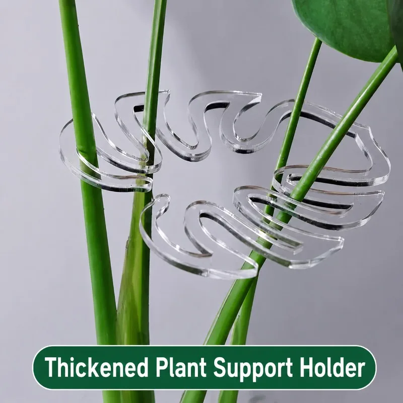 Monstera Support Pole Plant Stem Holder Anti-Fall Fixed Brace Green Plant Support with Plastic Rope, Plant Stem Fixing Clip