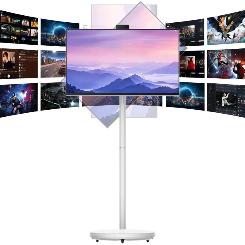 32-дюймовый портативный смарт-телевизор на колесиках, Widevine L1 для Netflix HD, аккумулятор 12800 мАч, Android TV на колесах с 8 ГБ ОЗУ и 128 ГБ памяти
