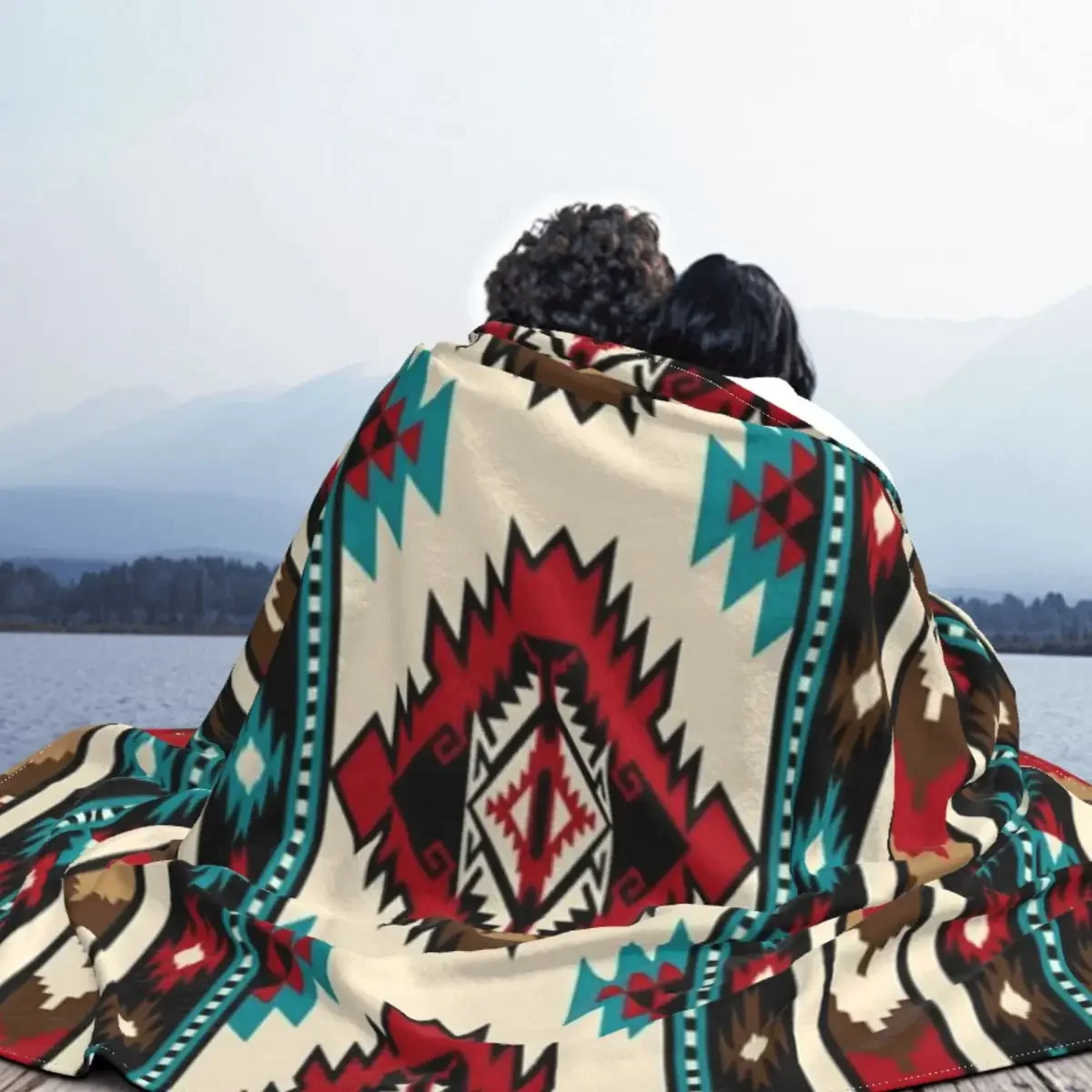 Vintage Native American Blanket Sofa Cover Flannel Spring Autumn Bohemian Geometric Warm Throw Blanket for Sofa Travel Bedspread