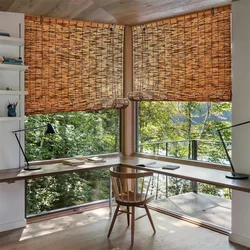 Roller Blinds Screen, Natural Reed Curtains, Shutters Lifter Outdoor Sunshade Reed Curtain, for Window Kitchen Tea Room Balcony