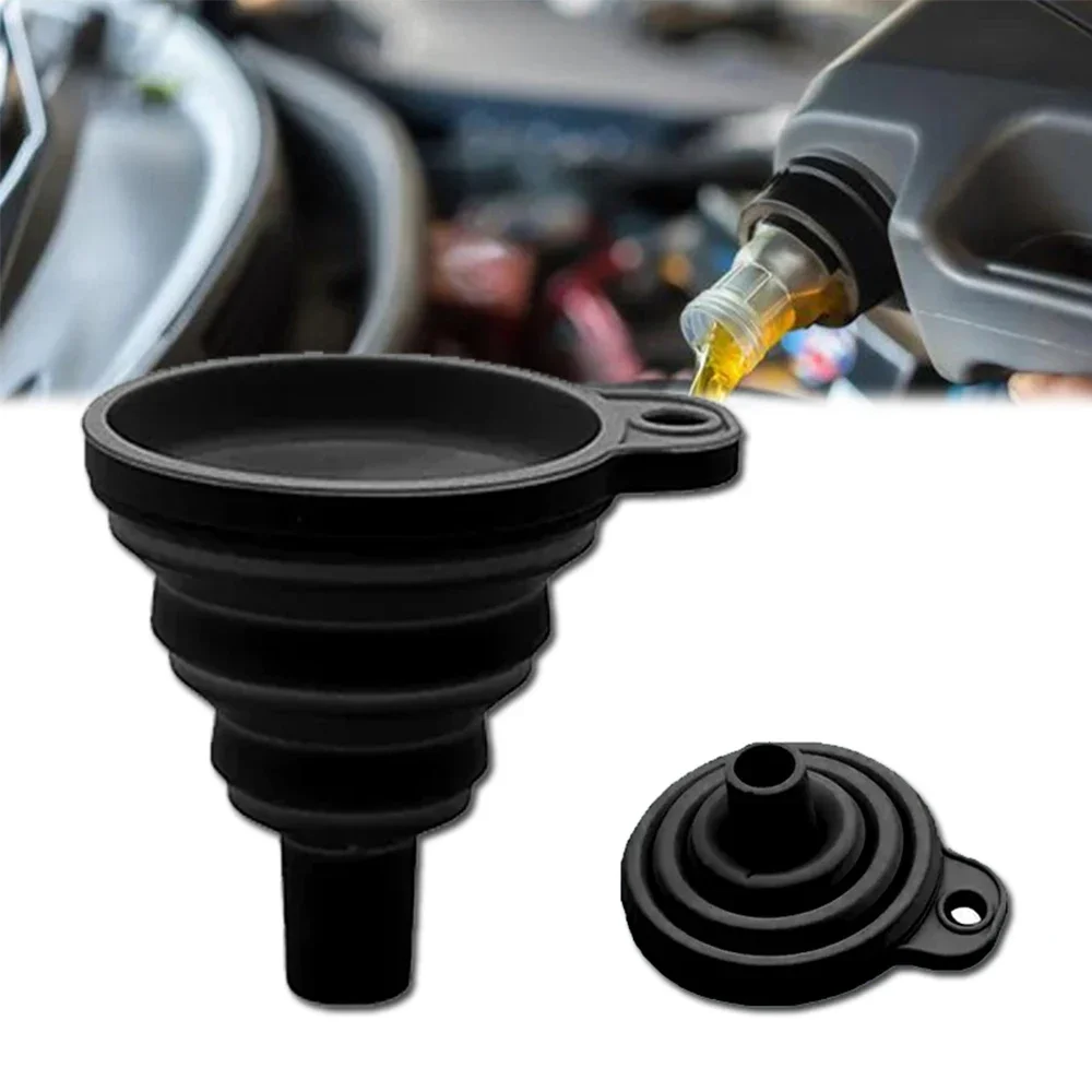 Car Engine Funnel Universal Silicone Liquid Funnel Washer Fluid Change Foldable Portable Auto Engine Oil Petrol Change Funnels