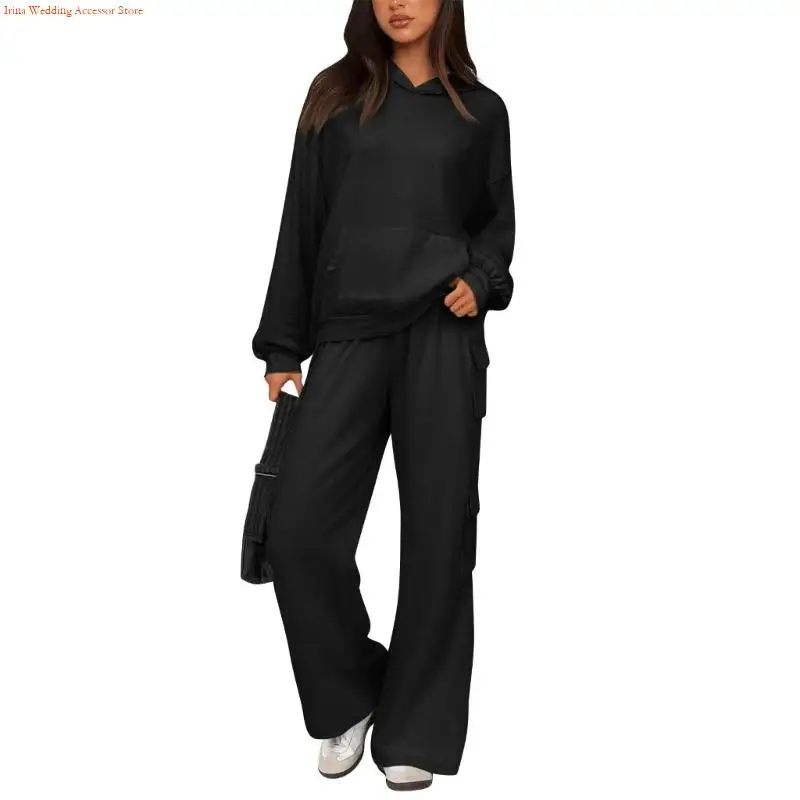 G92D Sweatsuits Women 2 Piece Outfit Oversized Hoodie Wide Leg Cargo Sweatpants Track Suits Matching Lounge Pants Sets