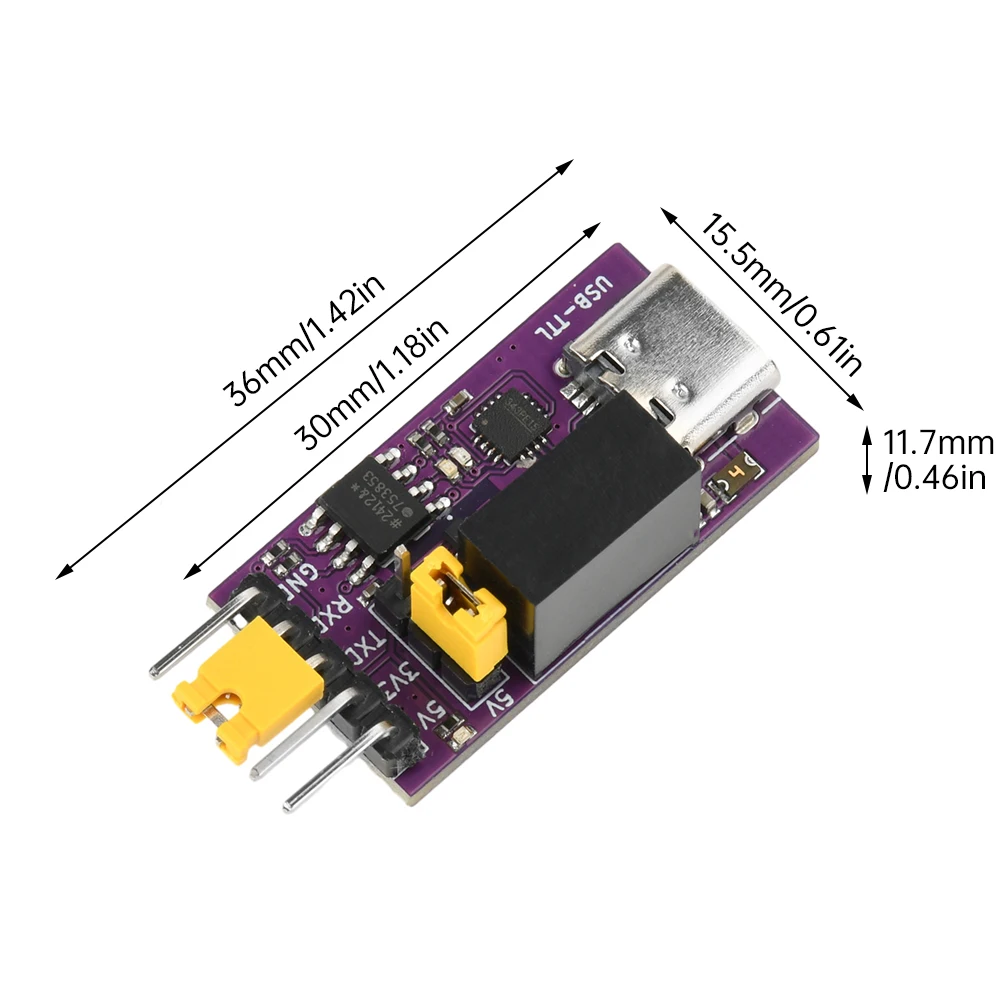 50bps-6Mbps CH343 Isolated USB to TTL DC 3.3V/5V Serial Port Isolated Communication UART Downloader Module Type C Interface