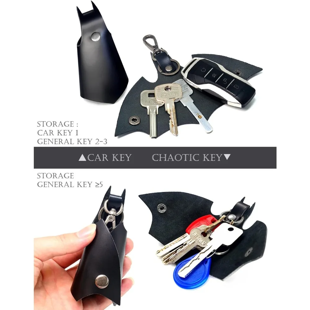 1pc KeyChain Leather Bat Shape for men gifts and women Car key fob case,Leather fashion pop keys ring cover holder