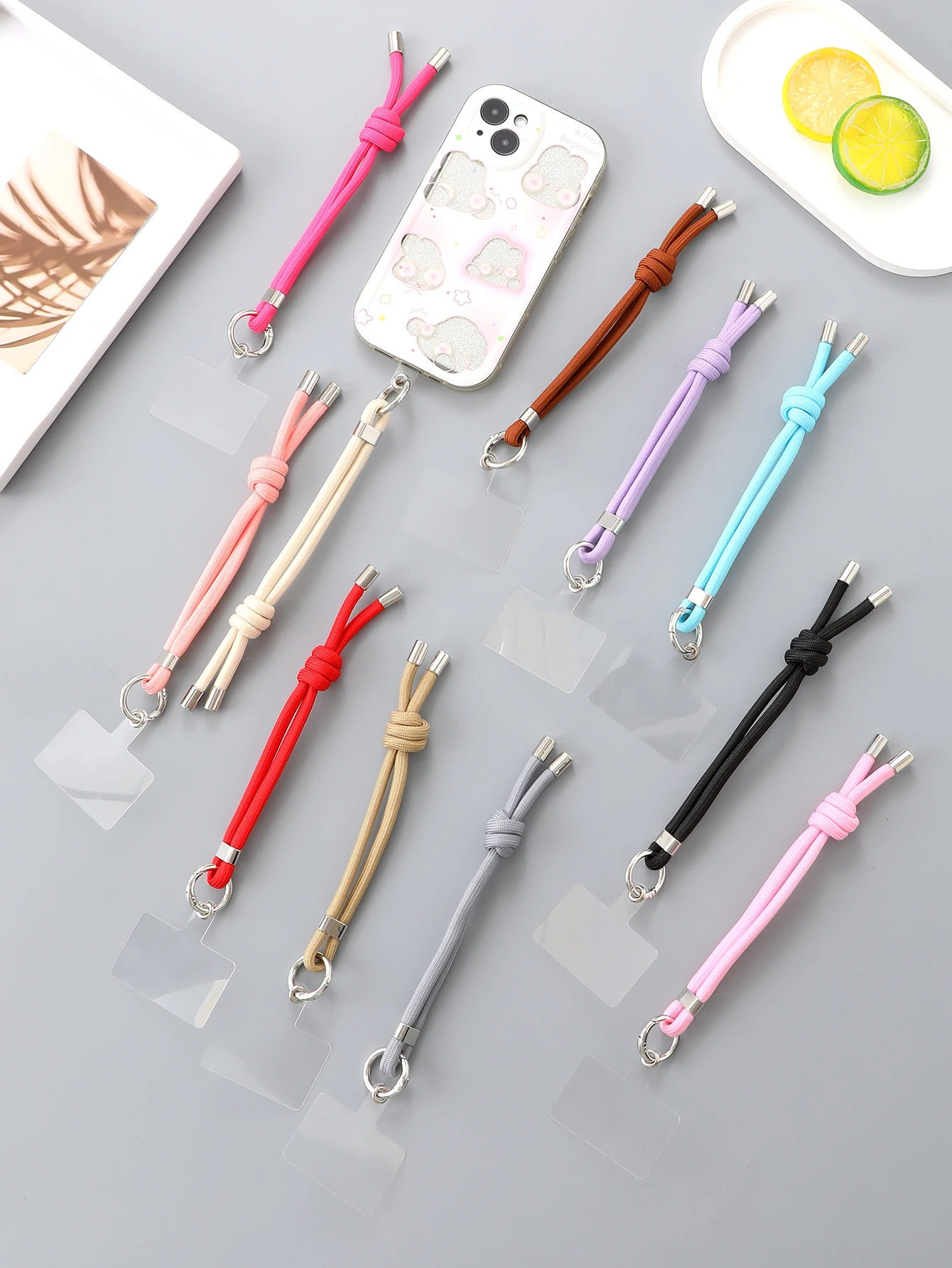 

Small Niche Ins Colored Nylon Rope Hanging Accessories Hand Woven Mobile Phone Pendant Hanging Accessories With Transparent Card