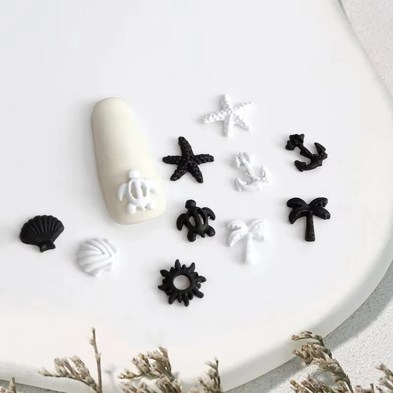 

10pcs/Bag Ocean Style Series Metal Alloy Nail Accessories Parts Winter Snow Cute Cartoon Cute 3D Nail Charms Decor Bulk Supply