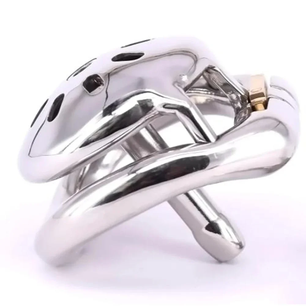 Super Small Stainless Steel Male Chastity Devices Cock Cage With Catheter Penis Lock Cock Ring Sex Toys For Men Chastity Belt