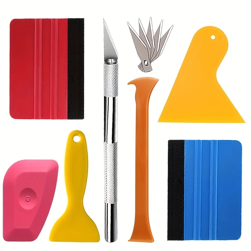 12pcs  Car Tools Wrap Film Sticker Wrapping Tool Vehicle Vinyl Wrap Window Tint Film Tool Kit Cutter Aid Tool Window Tinting