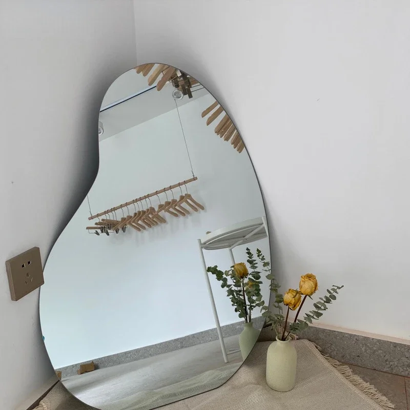 Large Decorative Mirror Bathroom Quality Glass Standing Shower Irregular Full Body Mirror Makeup Espejo Joyero Home Decor